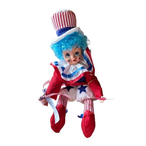 Brinns Porcelain‎ Uncle Same Calendar Clown Doll for July 4th - 14 inches tall - Picture 1 of 9